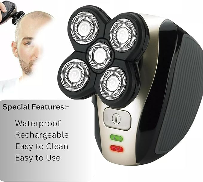 5-in-1 Waterproof Cordless Electric Shaver Kit for Bald Men - Image 3