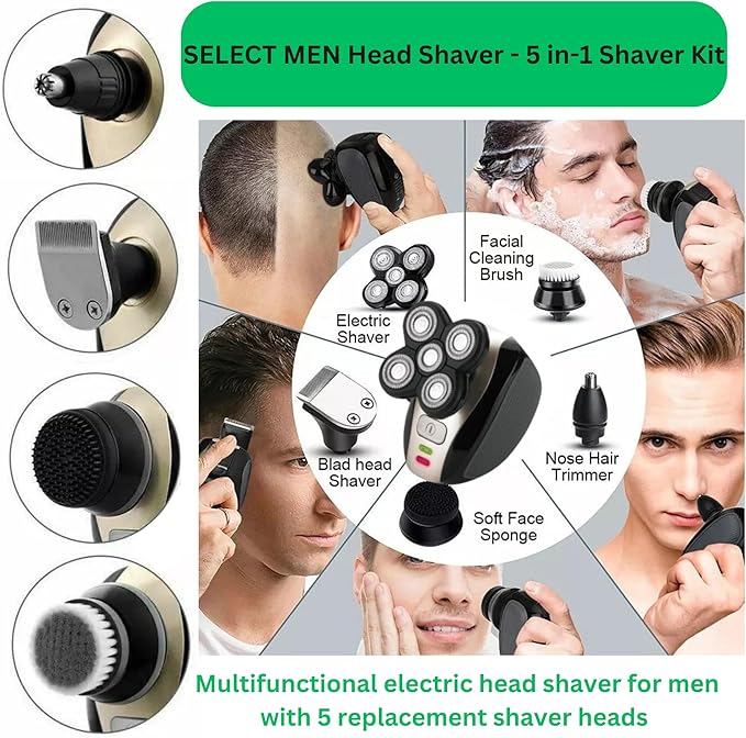 5-in-1 Waterproof Cordless Electric Shaver Kit for Bald Men - Image 2